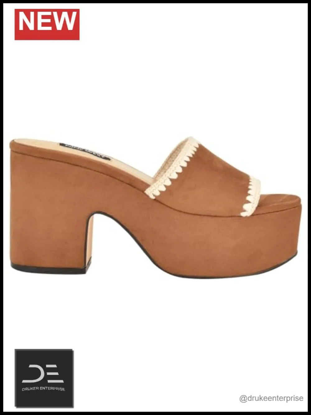 Nine West Yickie Suede Wedge Sandals Slip On Round Toe